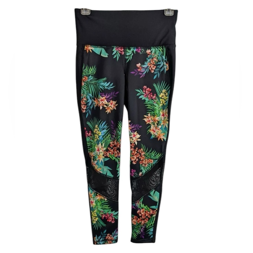 Xersion Floral tropical Colorful Sports Bra & matching leggings SZ S